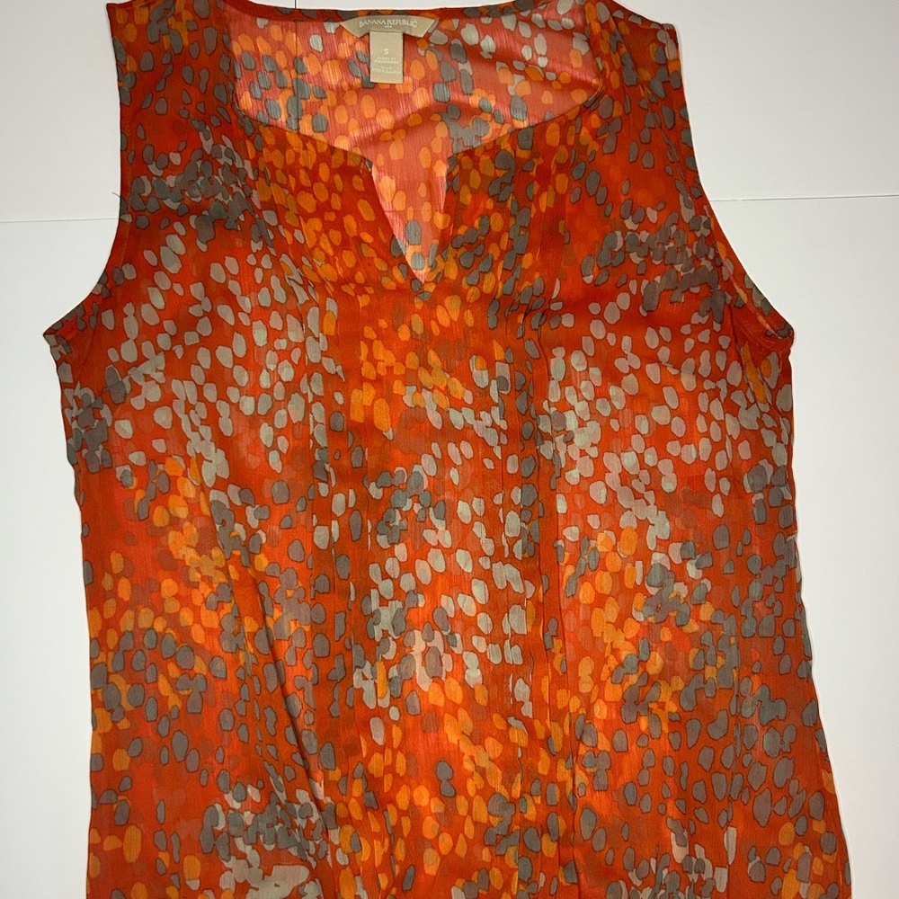 Banana Republic Vibrant Orange and Gray Blouse